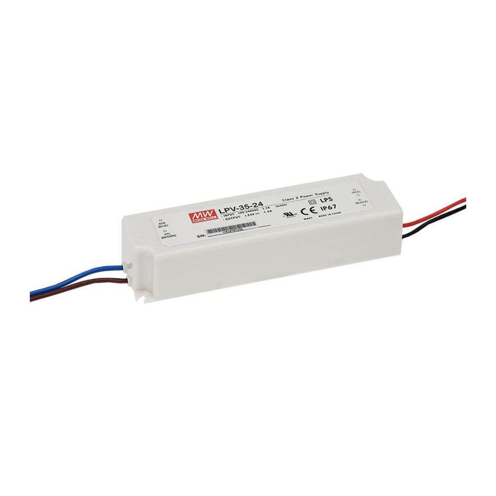 CV-24V-35W-Non Dimmable LED Driver, IP67 LPV-35-24TF