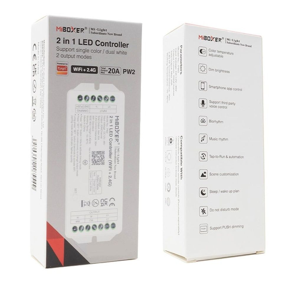 PW2 MiBoxer 2-In-1 Controller / Receiver WiFi / 2.4G RF (12V to 48V)