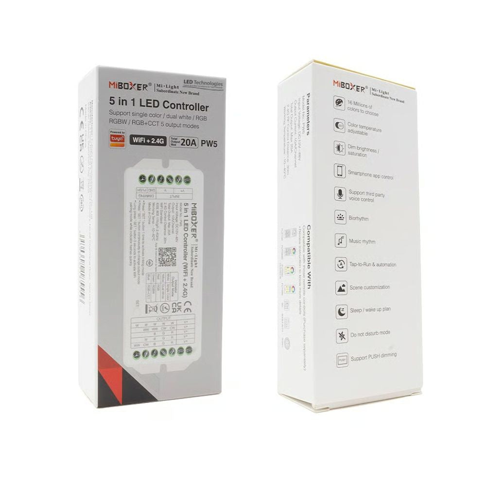 PW5 MiBoxer 5-In-1 Controller Wi-Fi + 2.4G RF 12V to 48V