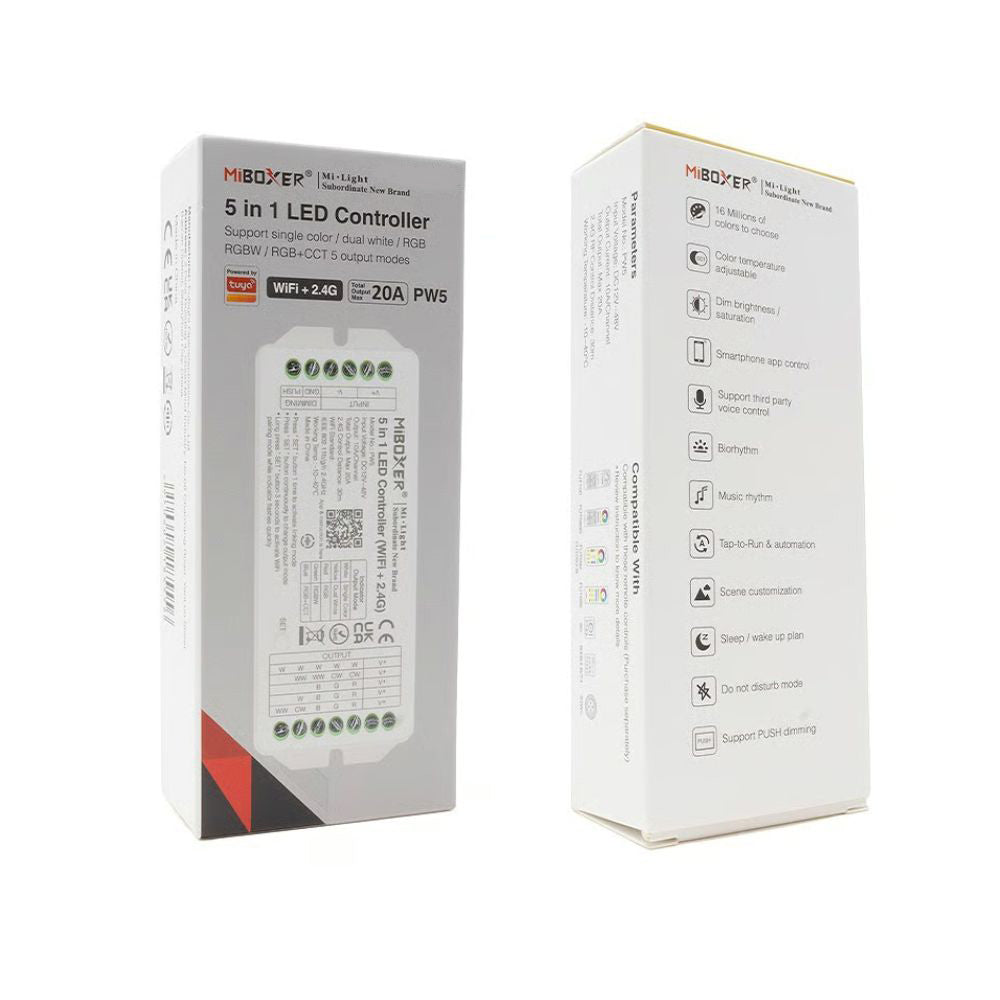 PW5 MiBoxer 5-In-1 Controller Wi-Fi + 2.4G RF 12V to 48V