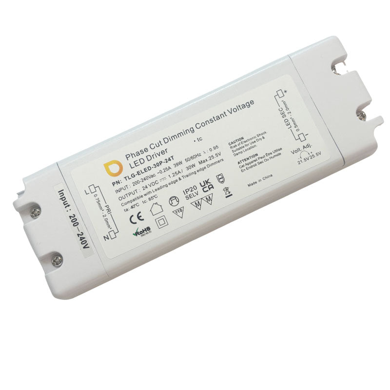 CV Driver 30W 24VDC IP20 Triac Dimmable180-240V TLG-ELED-30P-24T