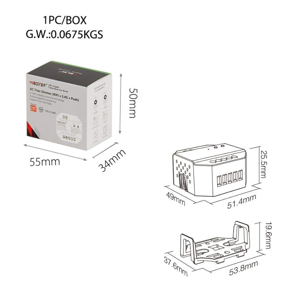 TRI-C1WR AC Triac Dimmer (WiFi+2.4G+Push)