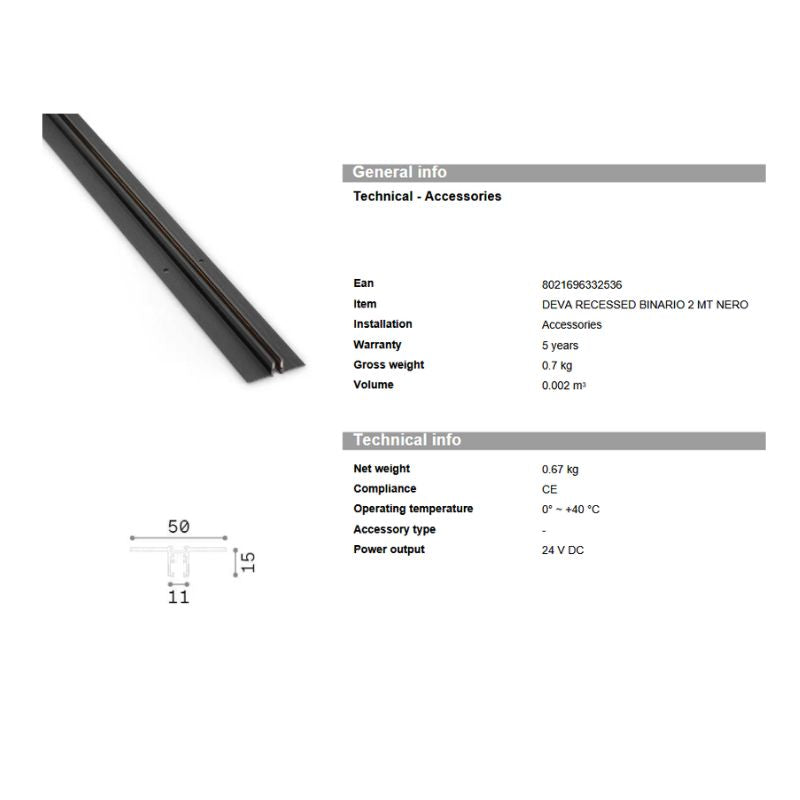 Ideal Lux Deva profile recessed 2000 mm