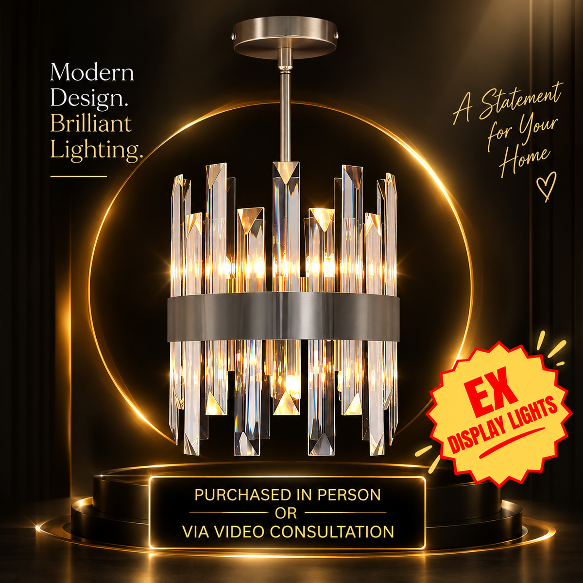 Zenna Semi Flush Ceiling Light | Satin Nickel | Illuminati