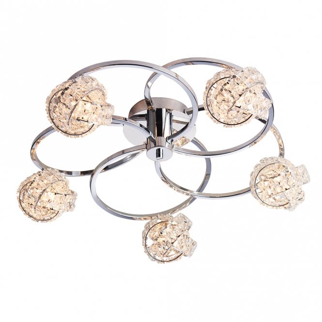 Endon 76595 Talia 5 Light Semi Flush Ceiling Light Chrome Plate