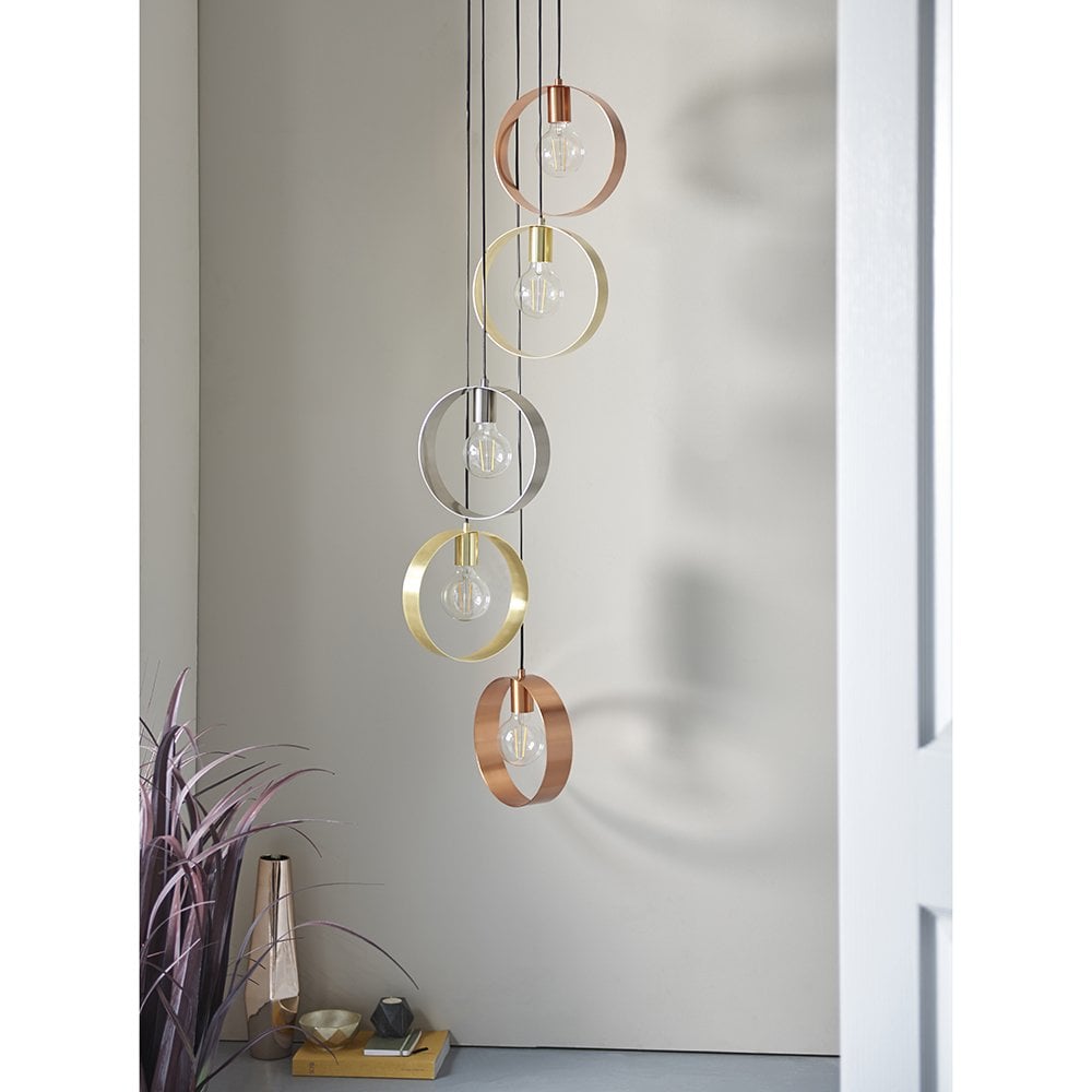 Endon 81923 Hoop 5 Light Pendant Brushed Brass