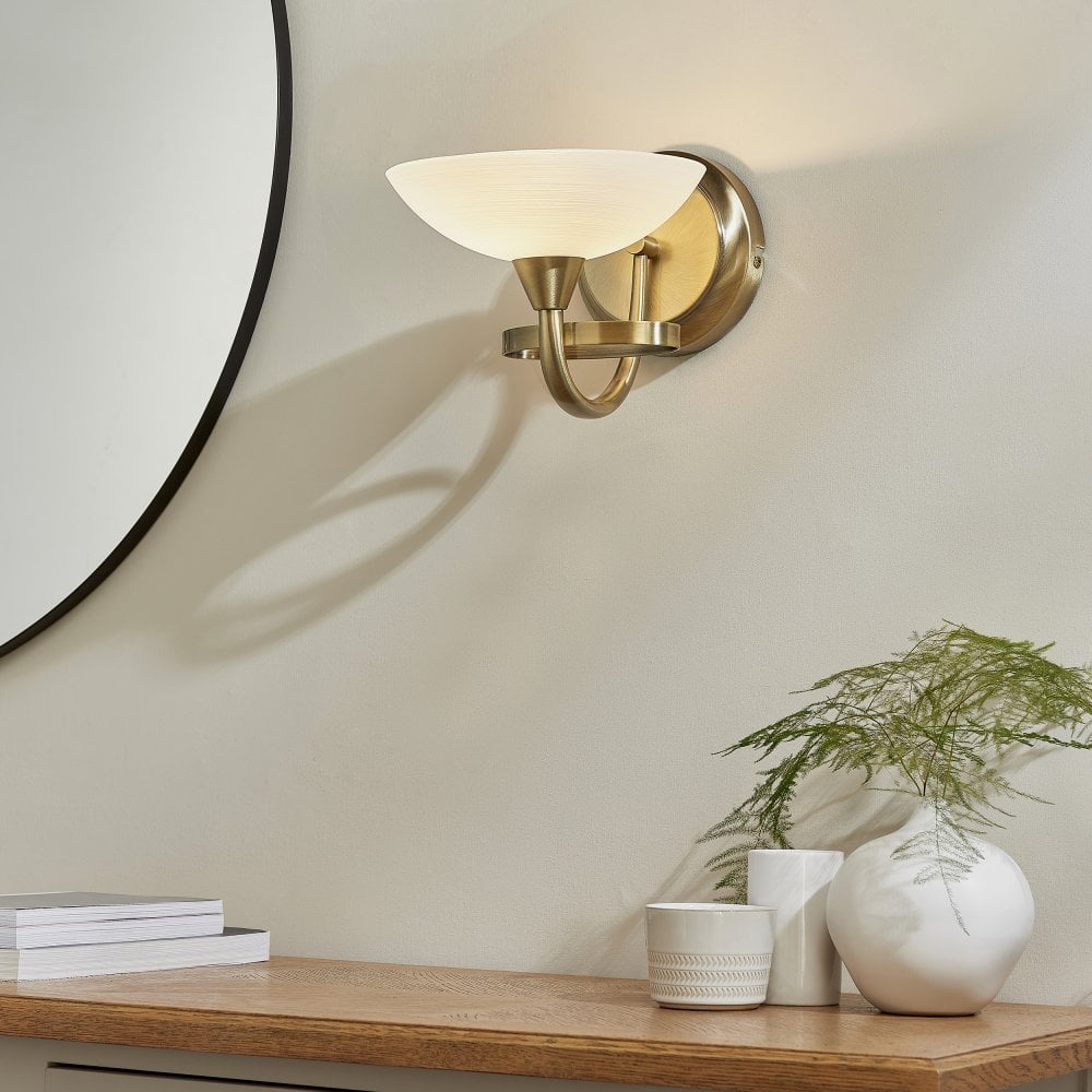 Endon CAGNEY-1WBAB 1 Light Wall Bracket In Antique Brass