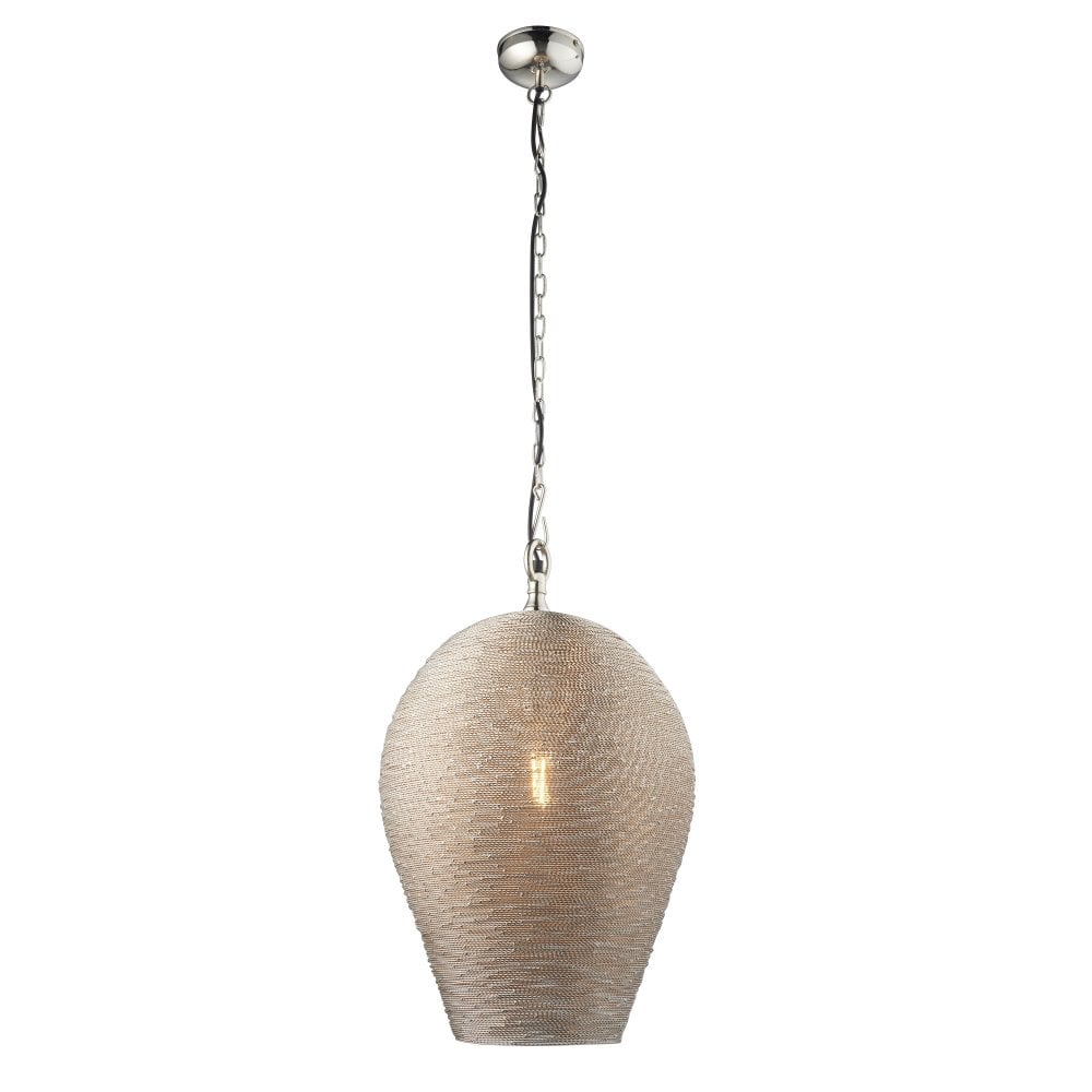 Endon Paresh Contemporary Wire Ceiling Pendant Light In Polished Nickel 93129