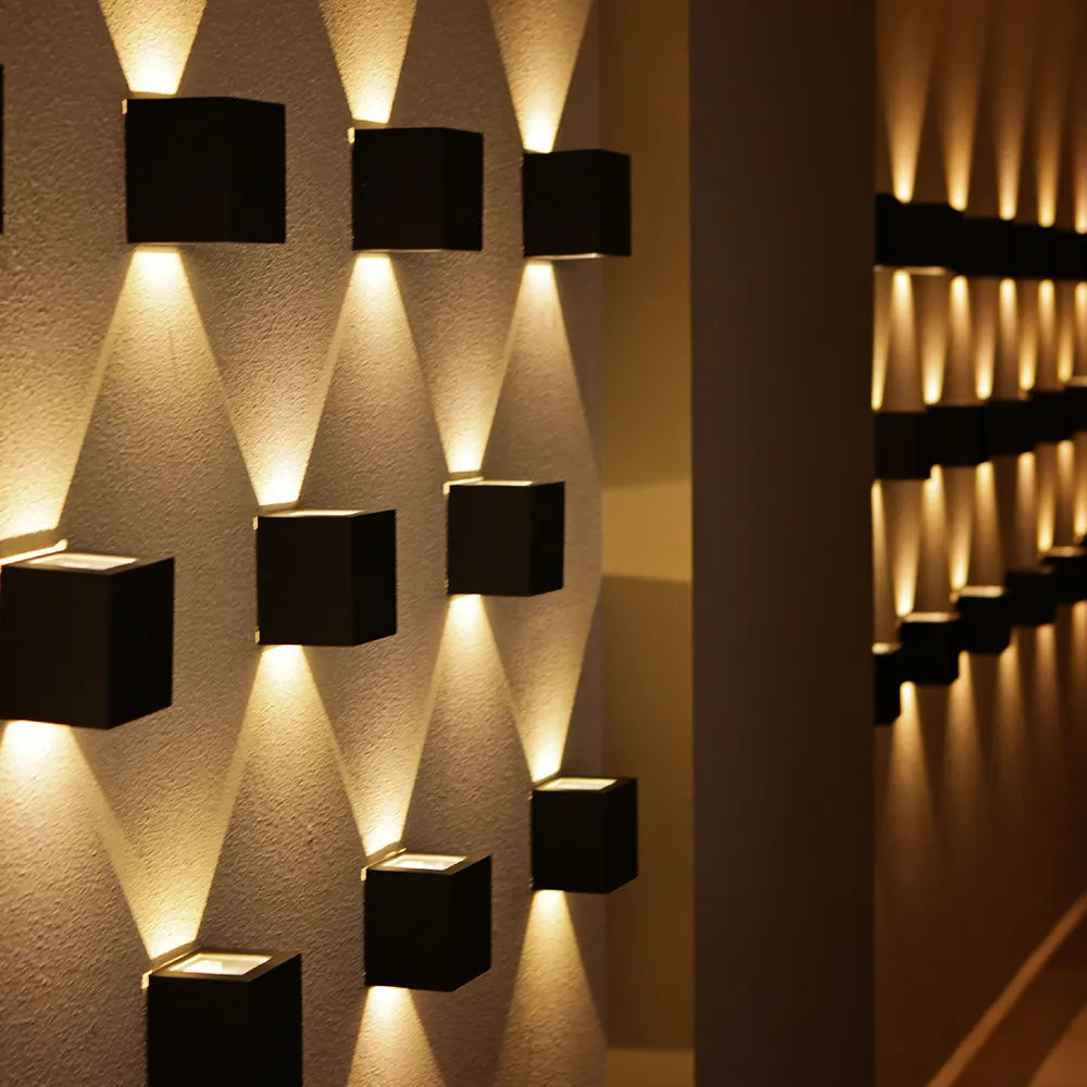Modern Cube LED Wall Light, Dual Beam IP54, 2x3W 3000K Warm White Outdoor & Indoor Lighting
