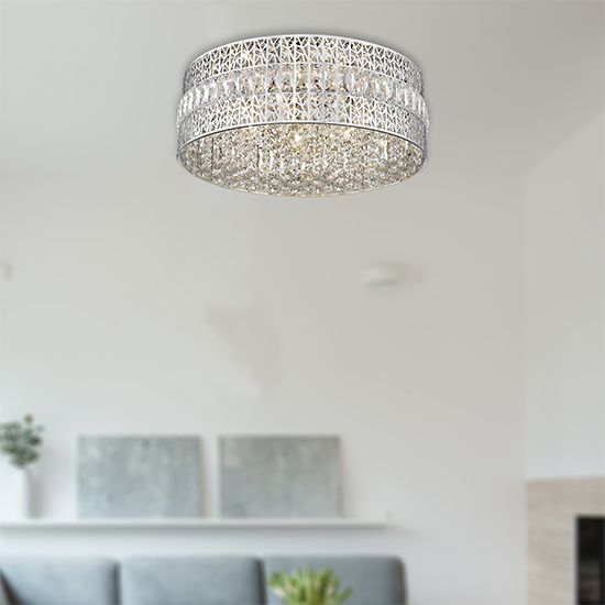 Rosalin 7 Bulbs Decorative Flush Ceiling Light In Chrome ROSA051CH7FLUS.SR