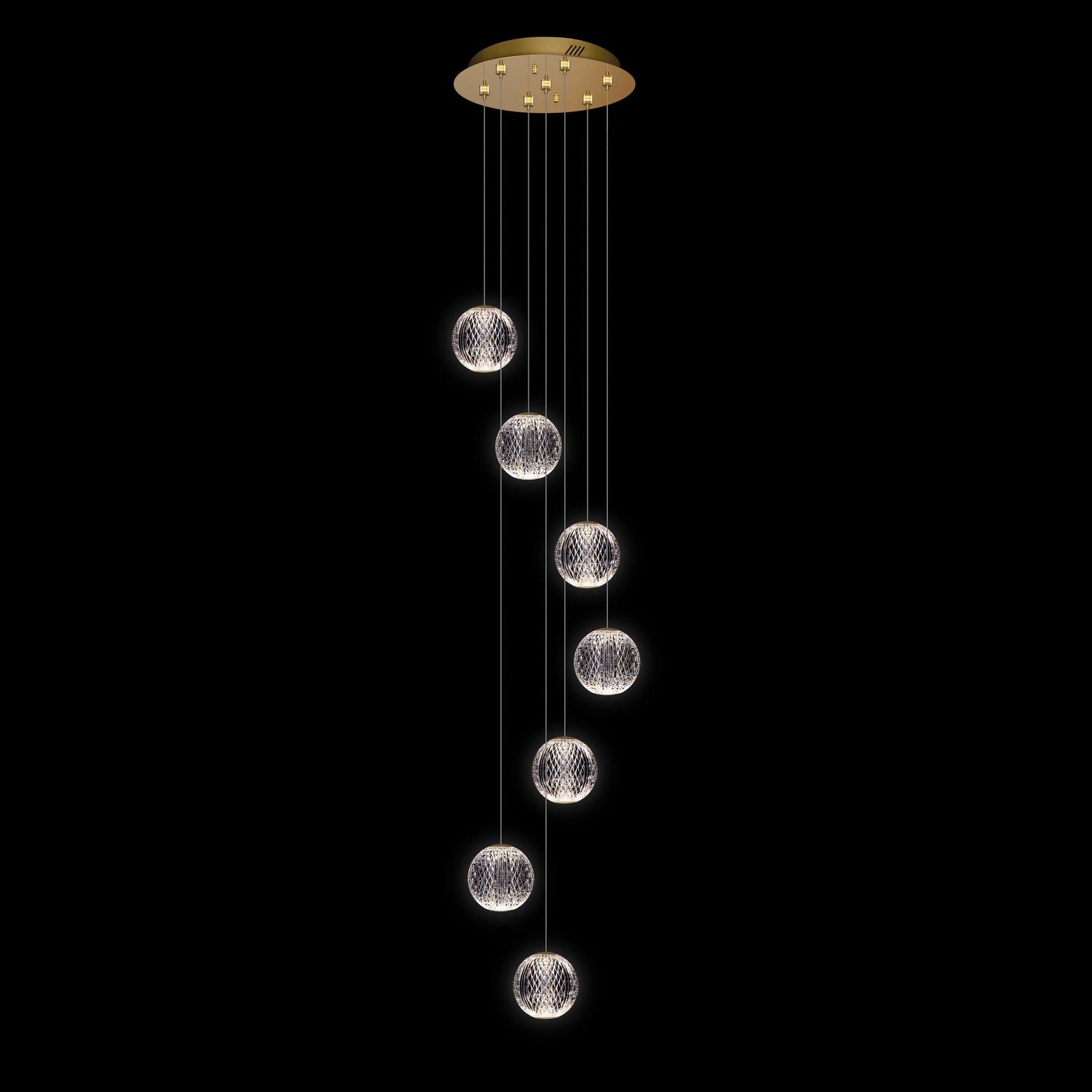 Diamante 7Lt Spiral Pendant Gold - MD20001012-7AGOL