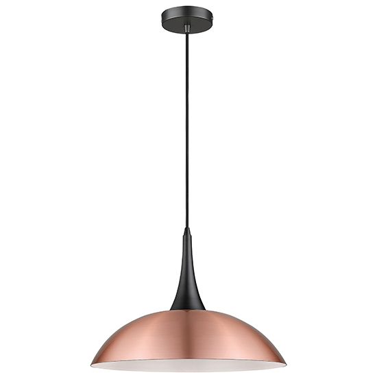 Serenen Stamford 1 Bulb Ceiling Pendant Light In Copper And Matt Black STAM045CP1PEND
